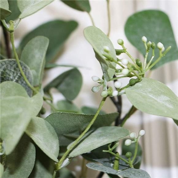 Artificial Eucalyptus Wreath -20" Fake Green Leaves Eucalyptus Wreath with Seeds - Picture 4 of 6